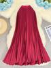 Classic High-Waist A-Line Pleated Midi Skirt - Versatile European & American Style for Women