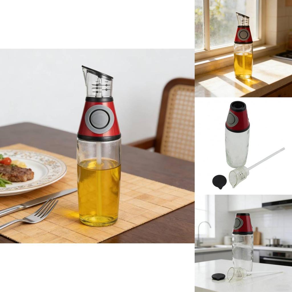 Oil Dispenser Bottle With Controlled Press And Measurement For Kitchen Use