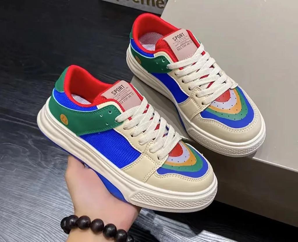 Heißer Verkauf Mandarinenten-Schuhe Burst Rainbow 2024 Herbst Neue Mode Netz-Rot Lässige Damenschuhe Sneaker Damen