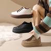 Winter Women's Retro Warm Plush Low Top Vulcanize Shoe Fashion Versatile Comfortable Velvet Non Slip Chunky Cotton Sneakers