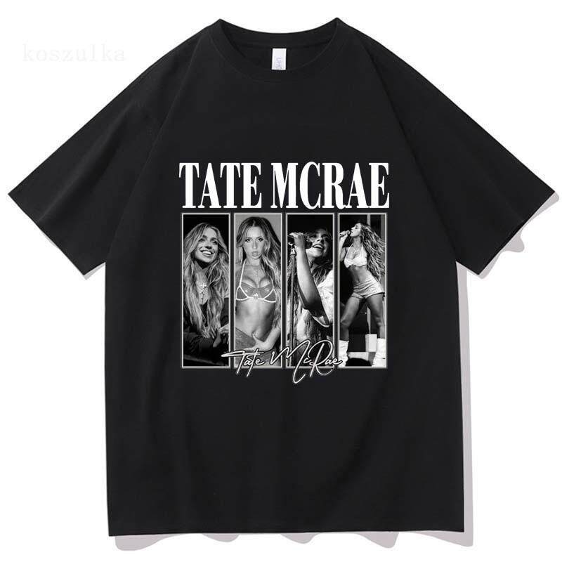 

Vintage Tate McRae Signature Print T Shirt The World Tour 2025 Fashion T-shirts 100% Cozy Cotton Oversized T Shirts Streetwear S