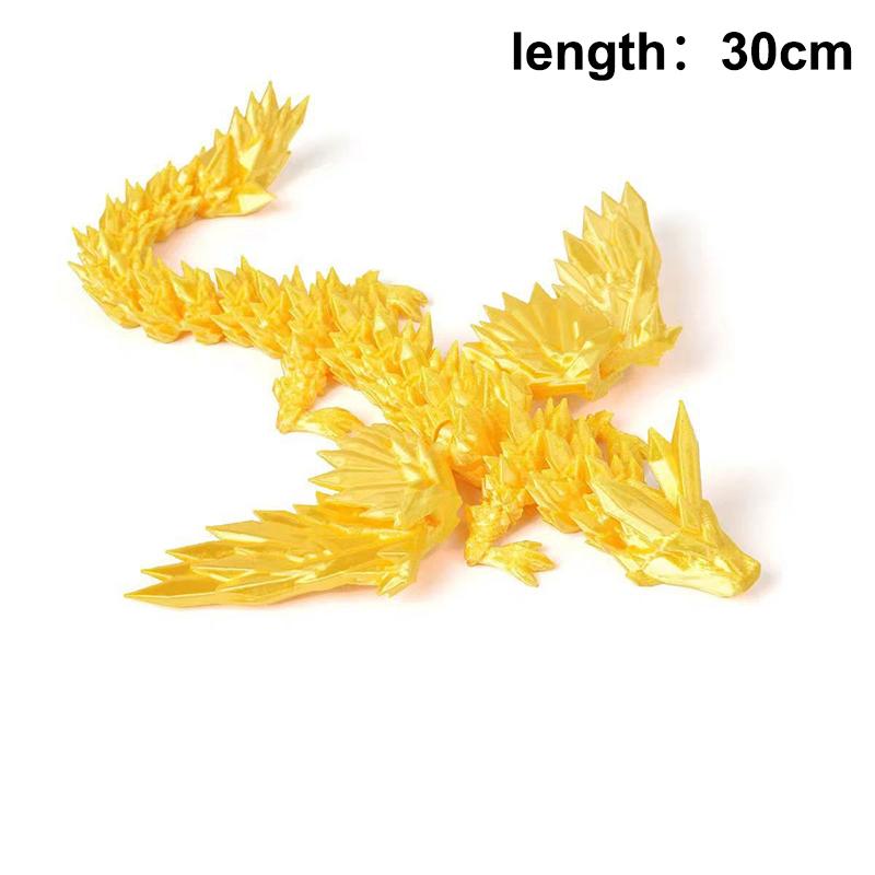 3D Printed Dragon Colorful Gem Dragon Figurines Movable Joint Rotatable Articulated Dragon Crafts Desktop Western Action Figure