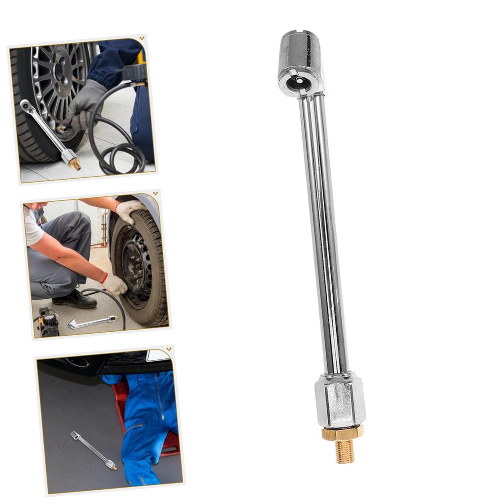 PAMINGONO Inflatable Nozzle Accessories Tire Inflator Extension Locking Air Chuck Tire Inflator Gauge Tire Inflator Adapter Stainless Steel
