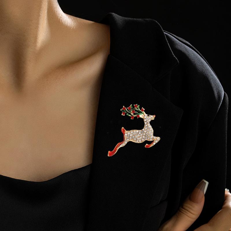 Weihnachtsbroschen Kranzdesign Schmuck Weihnachtsbaumdesign Kleidungspassend Exquisite Weihnachtsdekoration Glänzend 11 Stile