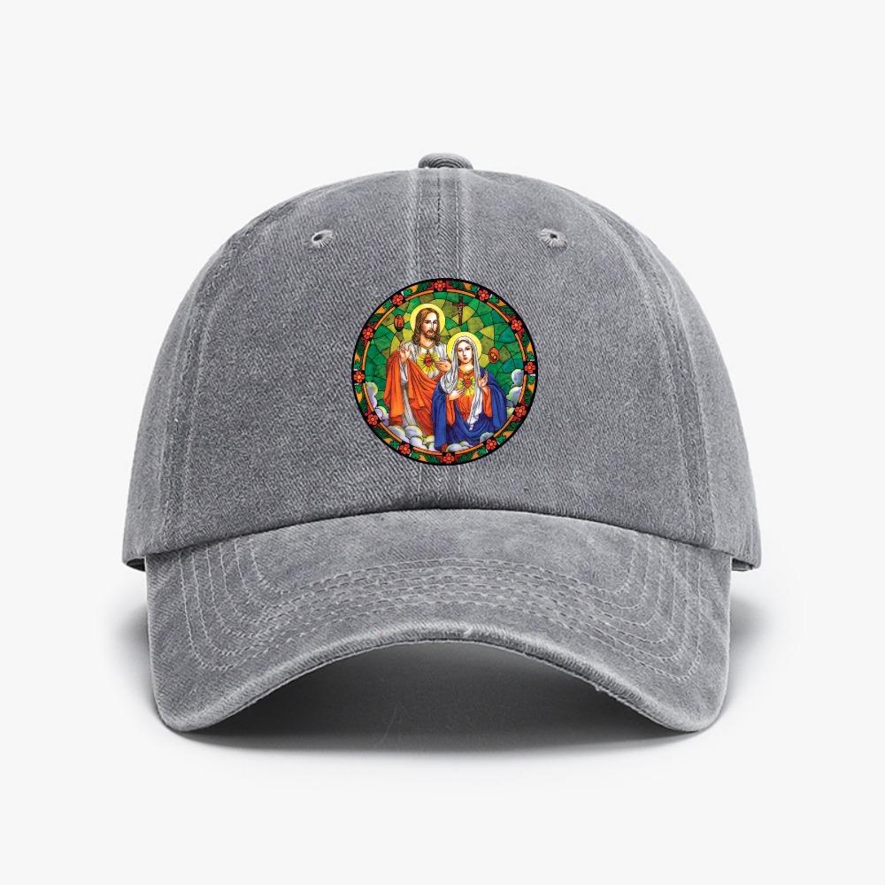 SACRED HEARTS OF JESUS MARY Baseball Cap Unisex Distressed Washed Headwear Outdoor Running Golf hat Adjustable
