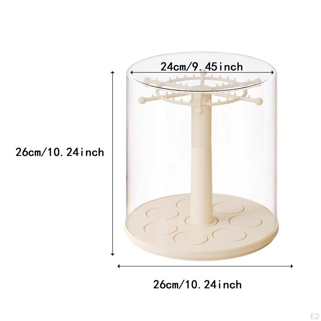 Figure Clear Display Case Necklace Holder 360° Rotatable Desktop Container Dustproof Doll Storage