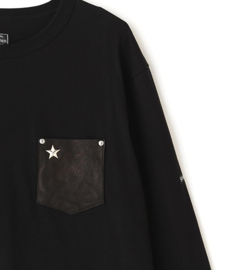 Schott LS One Star Leather Pocket T-Shirt, Men's, Size 2XL, Black, 010, 782-5930003