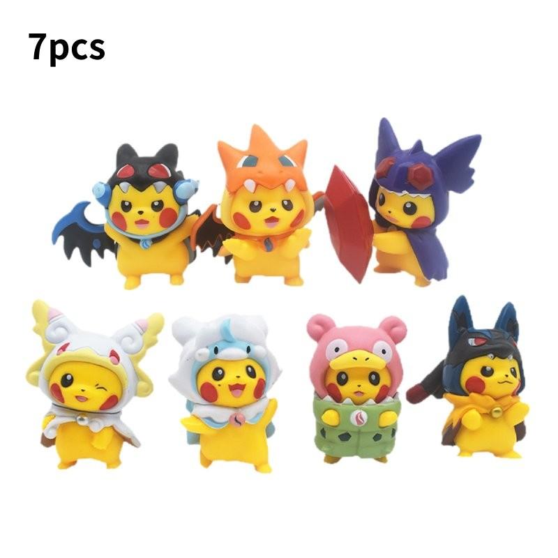 

ПВХ 7 шт. Модель игрушки Пикачу Настольное украшение Детский подарок Рождество