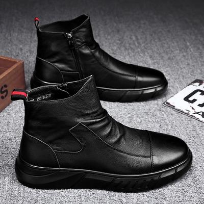 2025 Nuovi Stivali da Uomo con Suola Chunky Impermeabili con Plateau Scarpe da Lavoro Stile Britannico Traspiranti Confortevoli Aumento di Altezza Pelle