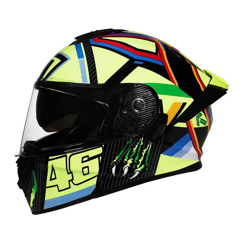 3C Certified Flip-up Dual Visor Full Face Helmet for Men and Women - All Seasons