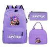 Primary and secondary school students schoolbag three-piece set, animation cartoon personalized printing backpack, casual pencil bag, meal bag