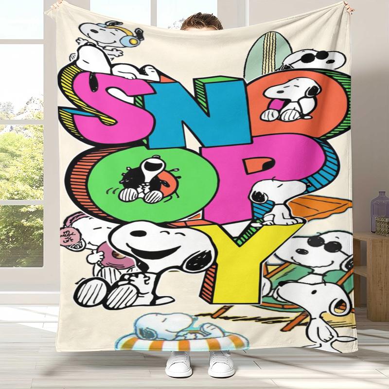 Cute Snoopy Dog Cartoon Flannel Blanket,Ultra Soft Warm Plush Throw for Home Bedroom Bed Sofa Cover Camping Picnic gift