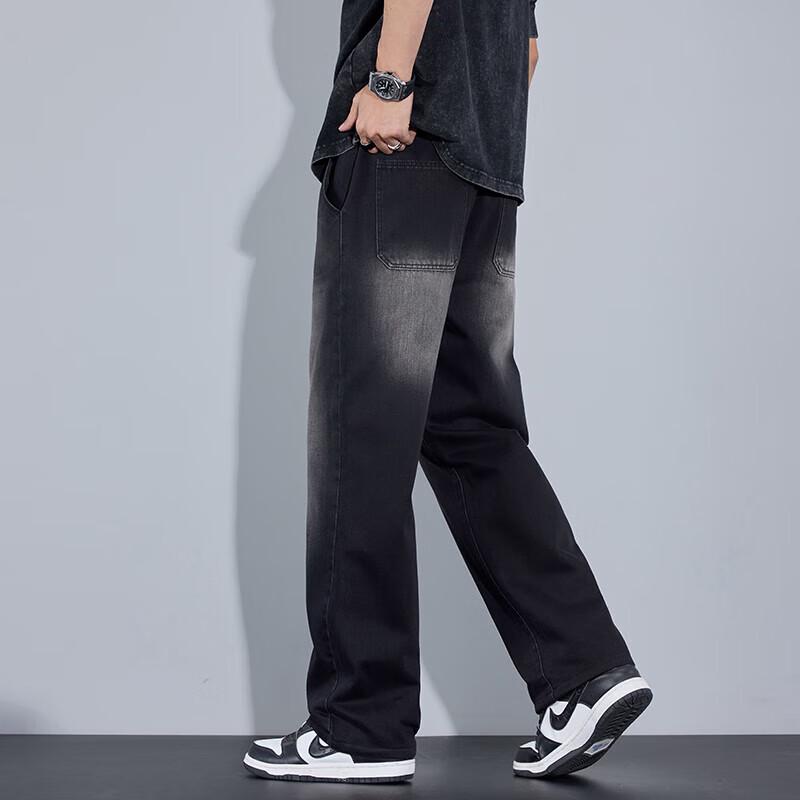 MONPOC Men's Retro Straight-Leg Loose Jeans