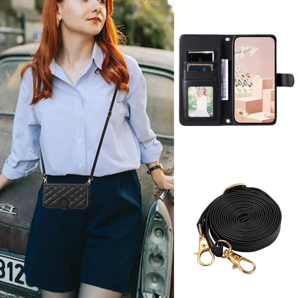 Long lanyard Flip Leather Phone Case for Samsung Galaxy S26 S25 S24 Ultra S23 FE S22 S21 S20 S10 Plus Wallet Card Cover Coque