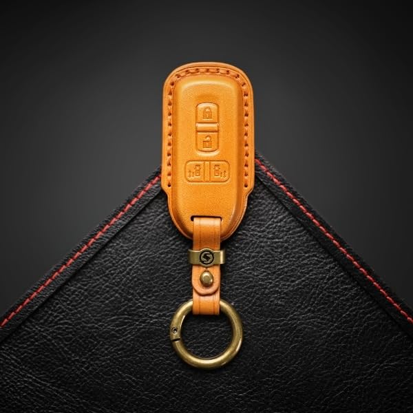 NBOX Custom Echtleder Schlüsseletui für Nissan NBOX und und [smasol] JF1, JF2, JF3, JF4, 3- 4-Tasten, Einzelschieber, Speziell entworfen, Doppelschieber (3D