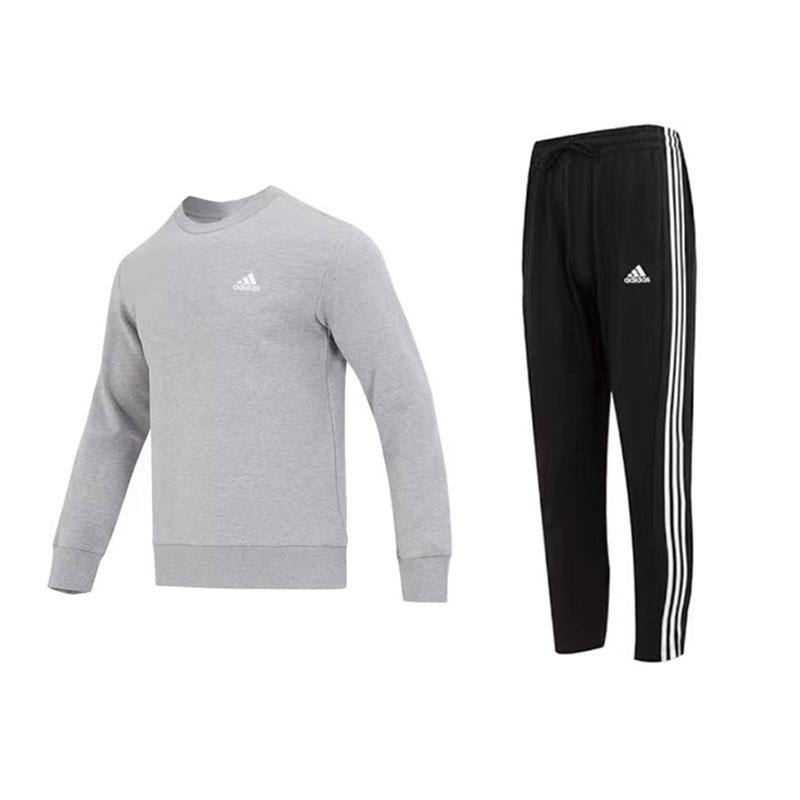 

Adidas Комплект из толстовок свободного кроя с длинными рукавами и круглым вырезом в полоску сбоку и брюк на шнурке для мужчин, комплект из толстовок IC9331+IC0044 M