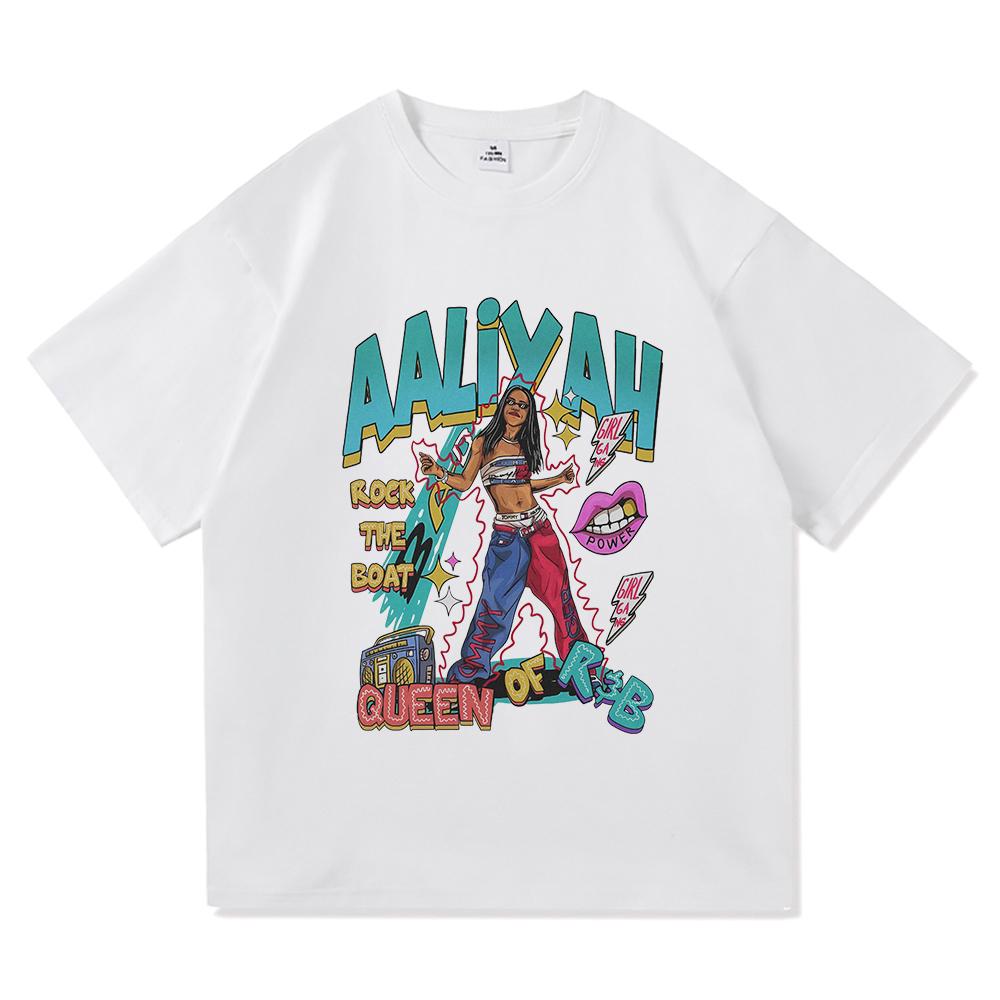 Aaliyah T Shirt Fashion Men Clothing Harajuku Unisex High Quality Cotton Tops Manga Funny Graphic T Shirts for Fans Gifts