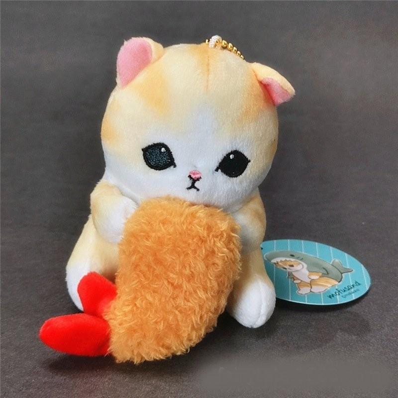 Adorable Cat Plush Keychain Cute Bunny Donut Shrimp Shark Hat Cat Plush Toy