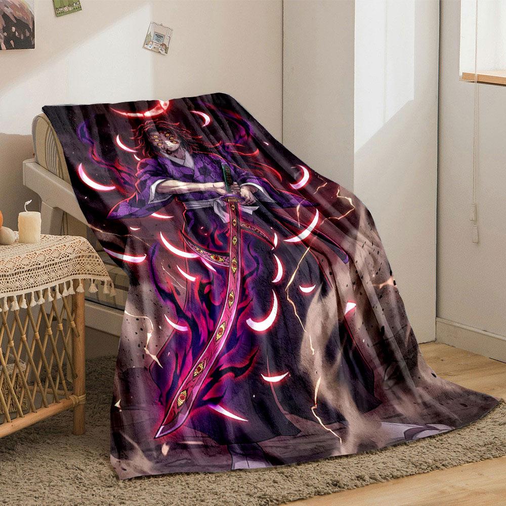 Crescent moons, glowing eyes on a fiery sword, and purple flame patterns. for all seasons blanket lunch break throw gift