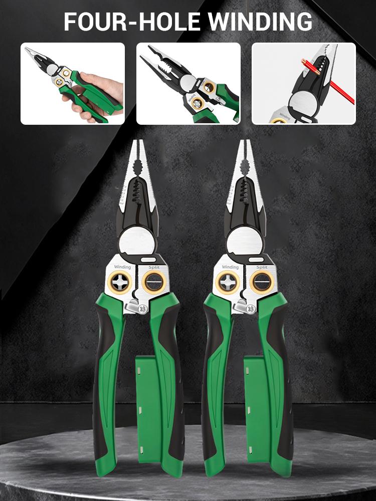 Multifunctional Wire Stripper with Electrical Test Pen Foldable Cable Cutter Crimper Tool, Electrical Folding Pliers for Cutting