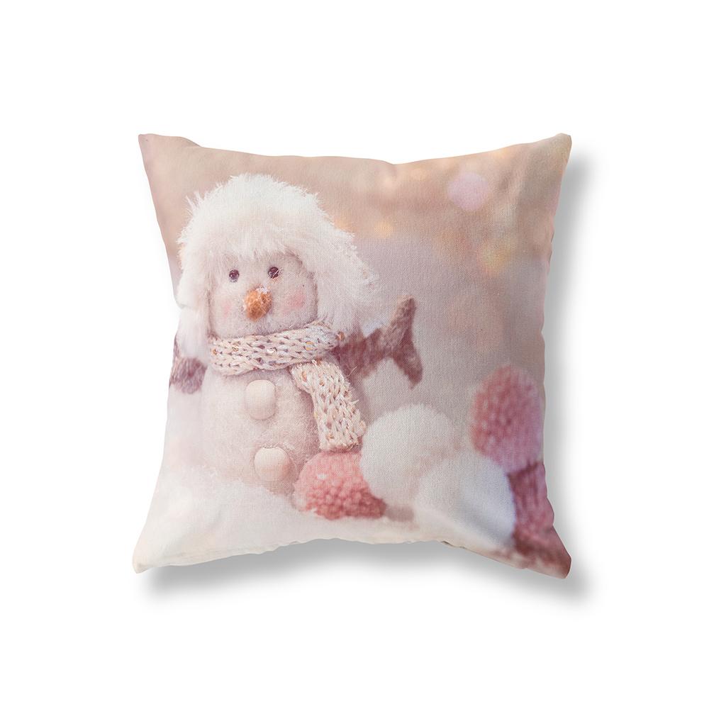 Cute Snowman Merry Christmas Print Pattern Cushion Cover Home Living Room Sofa Decoration Square Pillow Pillow Cover