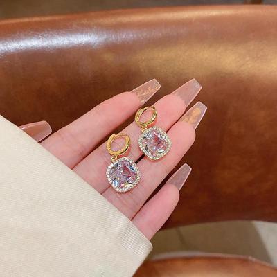 Elegant Geometric Zircon Earrings - S925 Silver, Light Luxury Design
