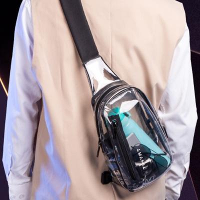 PVC Chest Bag Transparent Waterproof Shoulder Bag USB Charging Technology Fashion Trend Crossbody Bag
