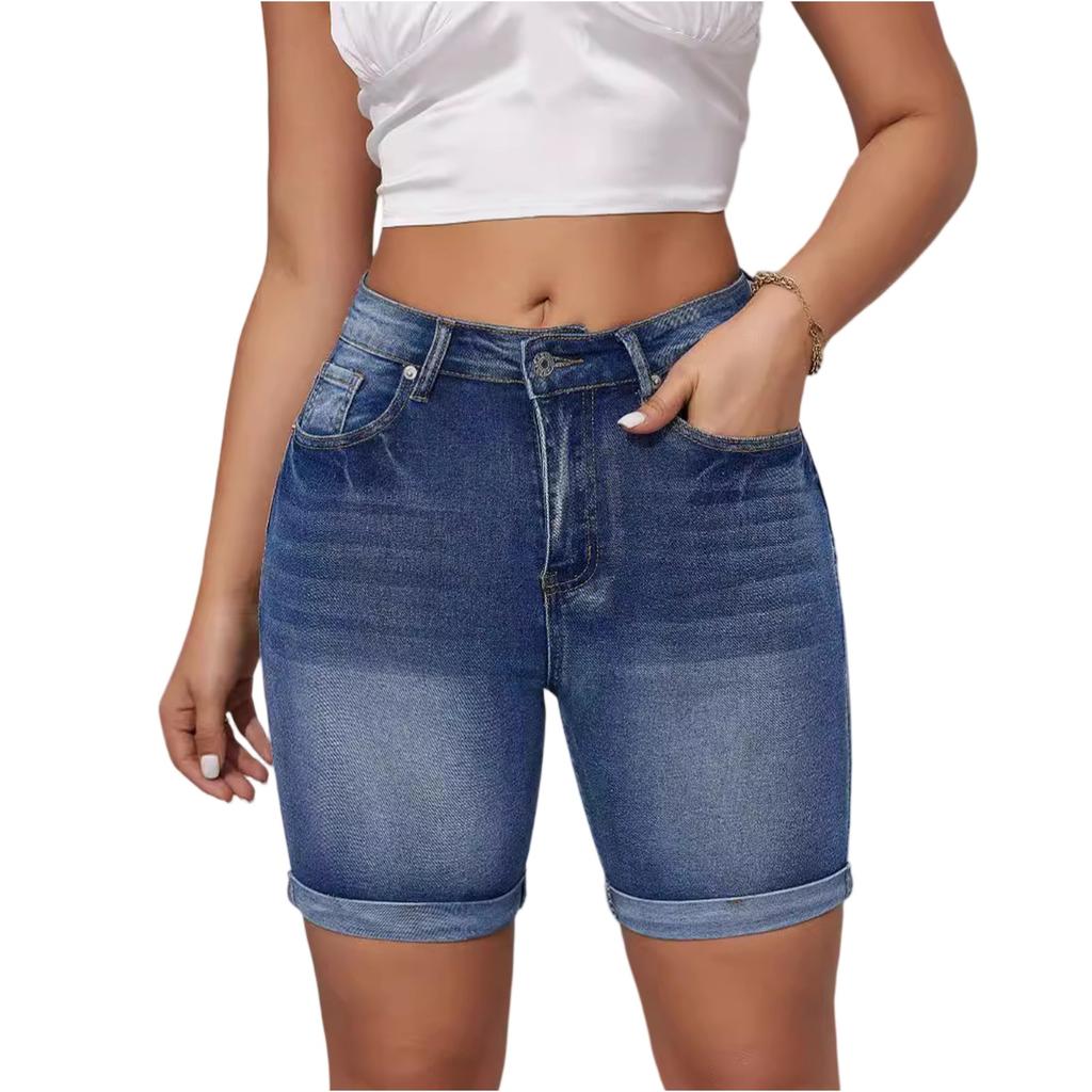 Ladies' Casual Hole  Versatile Fashionable Denim Shorts