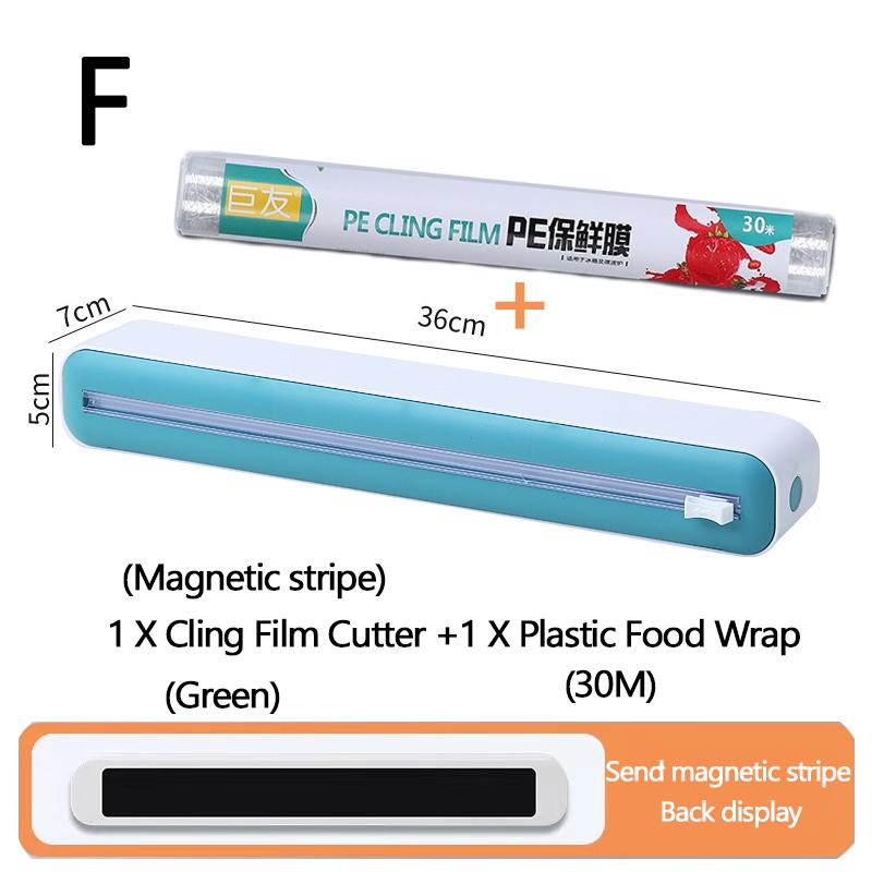 Plastic Wrap Dispenser with Slide Cutter Reusable Food Wrap Cutter Household Cling Film Cutter Refillable Cling Film Dispenser