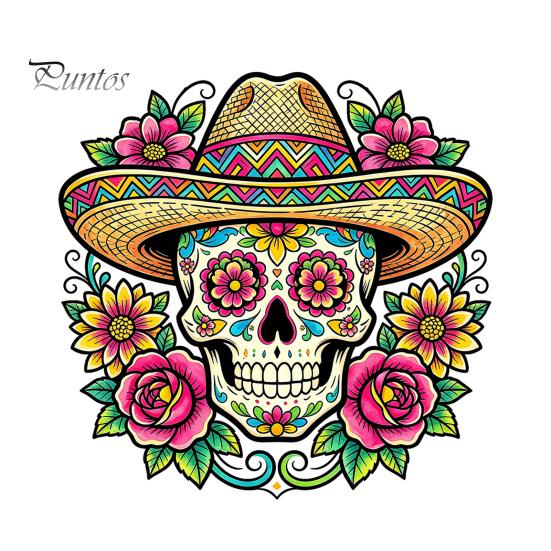 Durable Sunproof Window Stickers Flower Skull Wall Sticker, Day of The Dead Decorative Decals, Waterproof PVC Removable for Windows Glass Doors