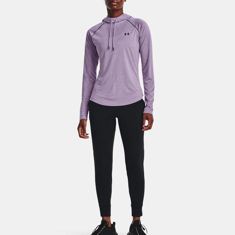 Under Armour Solid Logo High Waist Breathable Comfortable Sports Pants Women Pants Black 1375078-001