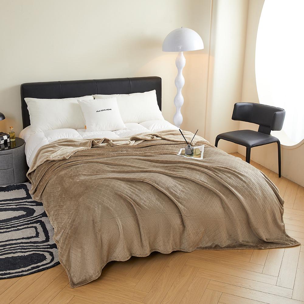 Rautenmuster Einfarbig Flanell Fleece Sofa Decke - Korallenfleece Büro Klimaanlage Decke Geschenk