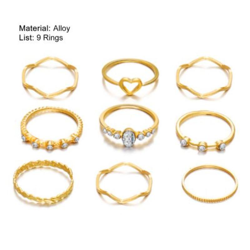 9 pezzi/set anello da dito squisito da donna semplice anello creativo vintage set per