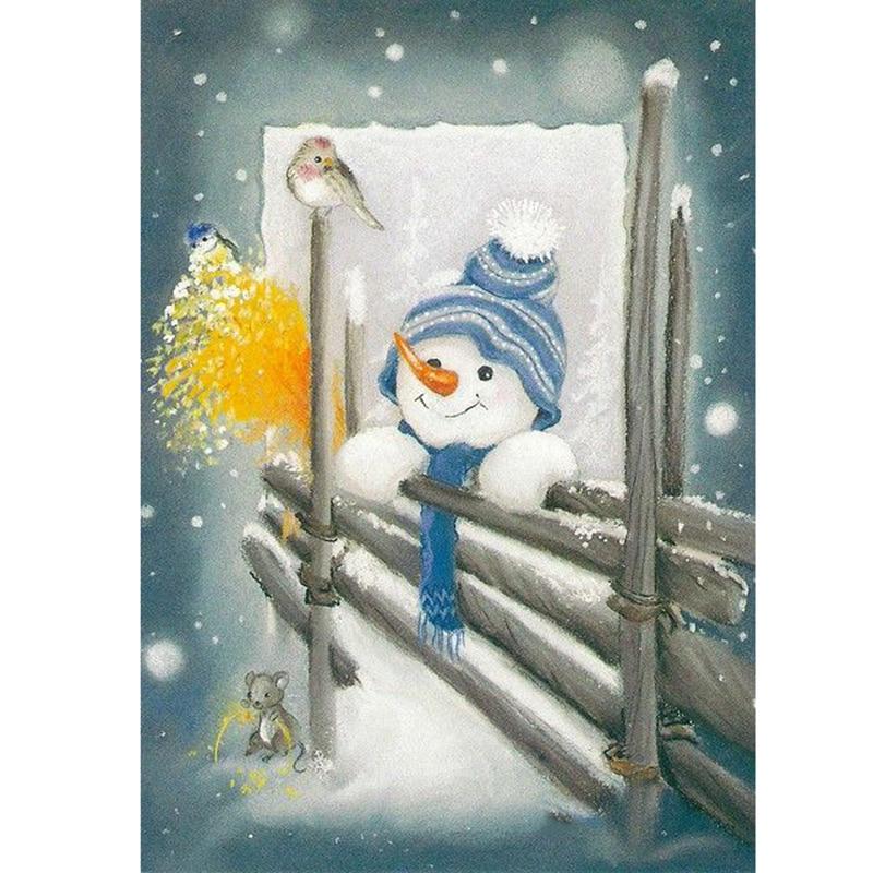 5D DIY Diamond Painting Snow Scene Diamond Embroidery Snowman Cross Stitch Full Round Drill Home Decor Manual Crafts Gift