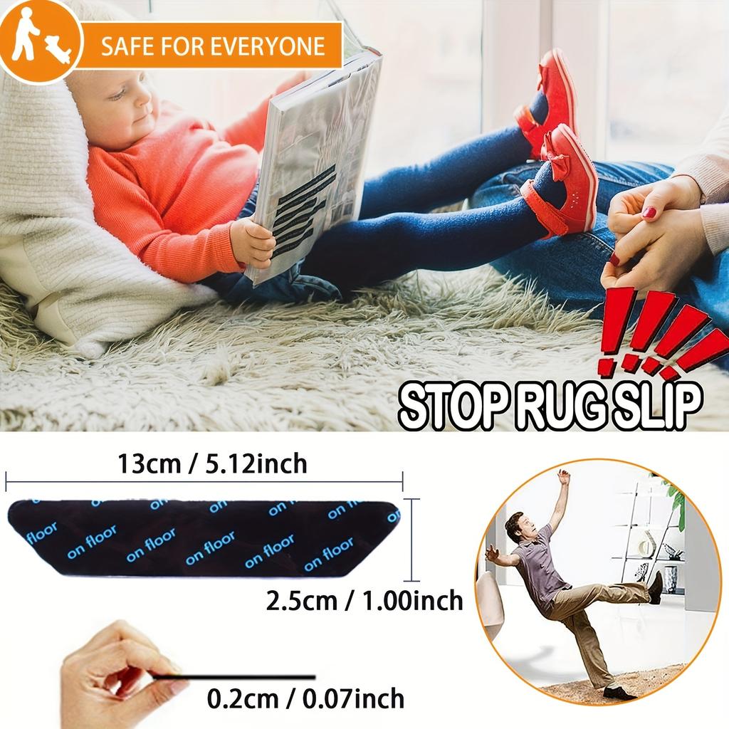 8/16pcs Reusable Rug Stickers, Non-slip Washable Rug Stickers, Kitchen Rugs Double Sided Removable Anti-curl Rug Handles,