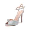 Fashion 2025New Style Rhinestone Sequined Peep Toe Women Gladiator Sandals Summer Elegant High Heels Crystal Wedding Banquet Bridal Shoe