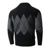 Winter Men's Thickened Casual Warm Knitted Sweater Semi-turtleneck Contrasting Sweater