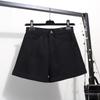 Summer 2026 Women's High-Waisted Denim Shorts - Loose, Slimming, Trendy Korean Style with Wide-Leg Rolled Hem.