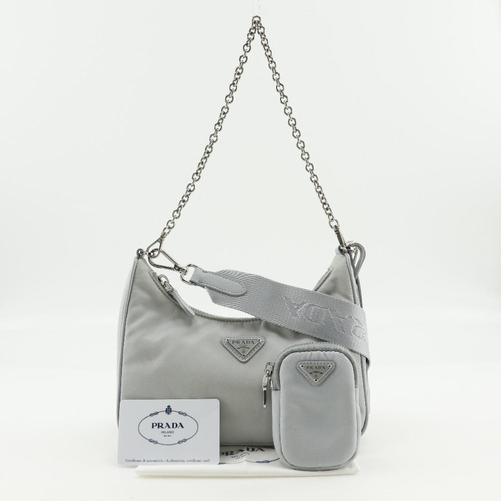 Prada Re-Edition 2005 Kabelka přes rameno 1BH204 2WAYShoulder FIORDALISO šedý Nylon Dámská Použitá