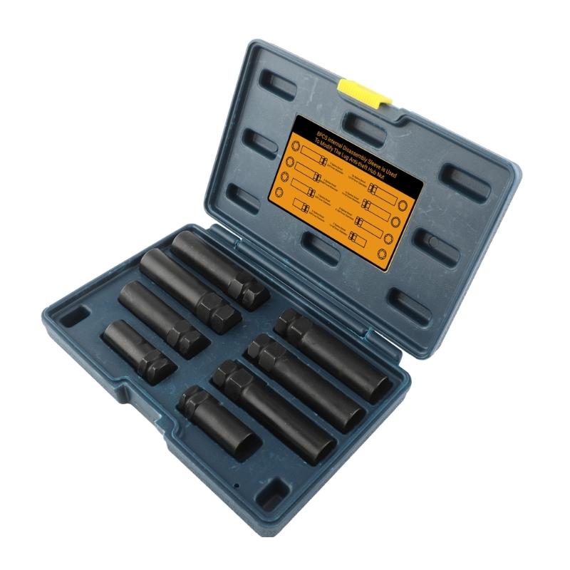 8Pcs High Strength Universal Ergonomic Wheel Lock Removal Tool Kit For SAE and Metric Lug Nut for Easy Tire Changes