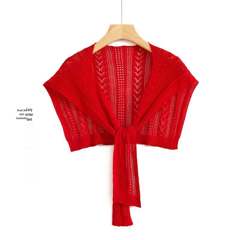 Summer Ice Silk Sun Protection Shawl: Lightweight Knitted Shoulder Protector & Scarf