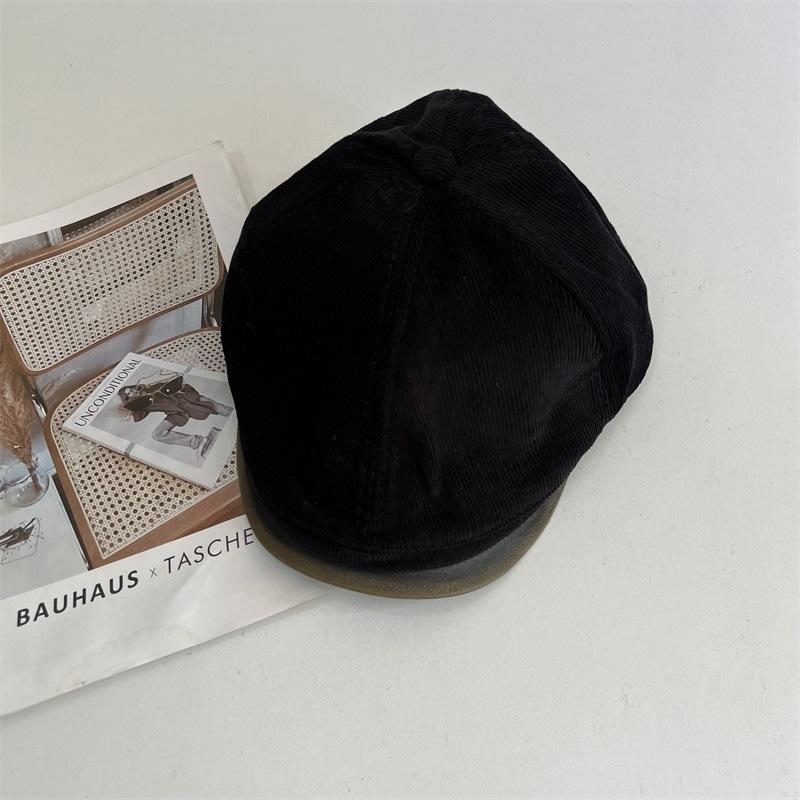 Retro Old Forward Hat Fashion Beret Autumn and Winter Avant-garde Corduroy Thermal Cap