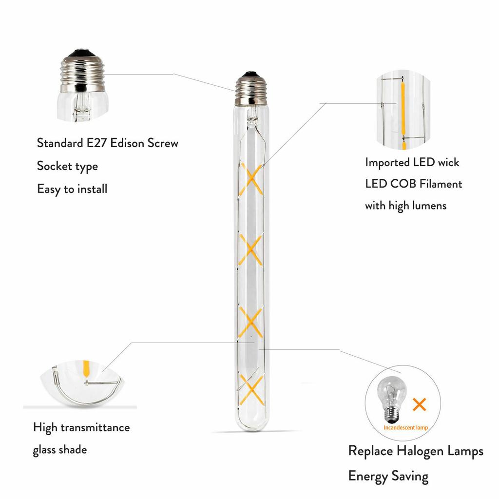 Vintage Retro T30 E27 LED COB Filament Light Bulb 2W 3W 4W 5W 6W 7W 8W Warm White Lamp 220V For Home Bar Decoration Lighting