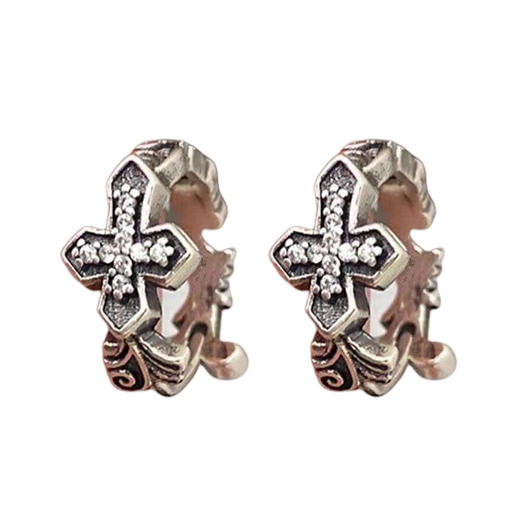 Gothic Crosses Earring Stud for Men Vintage Punk Styles Jewelry Portable Alloy Designs Single Stud for Mix Outfits
