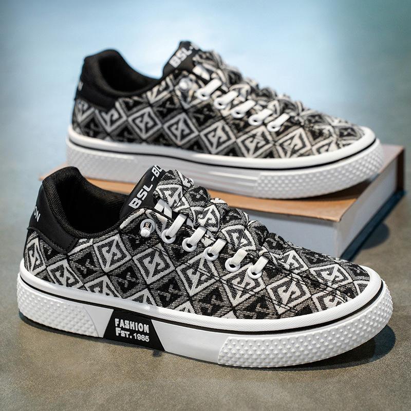 Men's shoes canvas shoes autumn breathable trend versatile casual board shoes men's soft sole one pedal sports thin cloth shoes