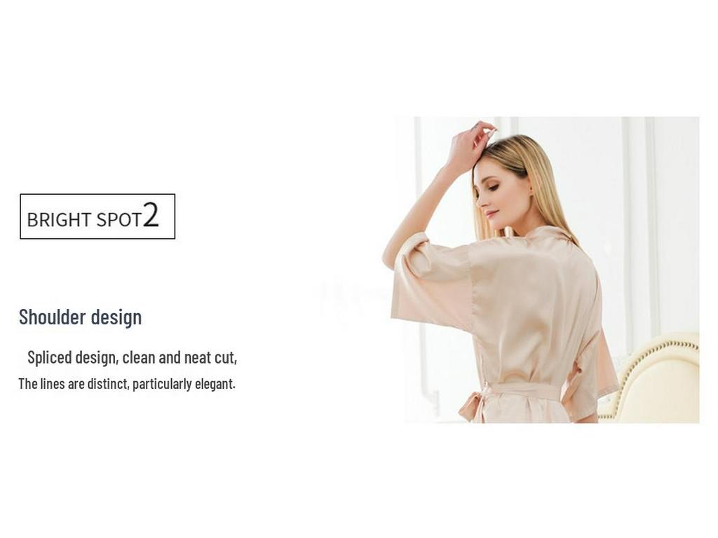 Women's Short-Sleeved Imitation Silk Pajamas and Bridal Morning Robe