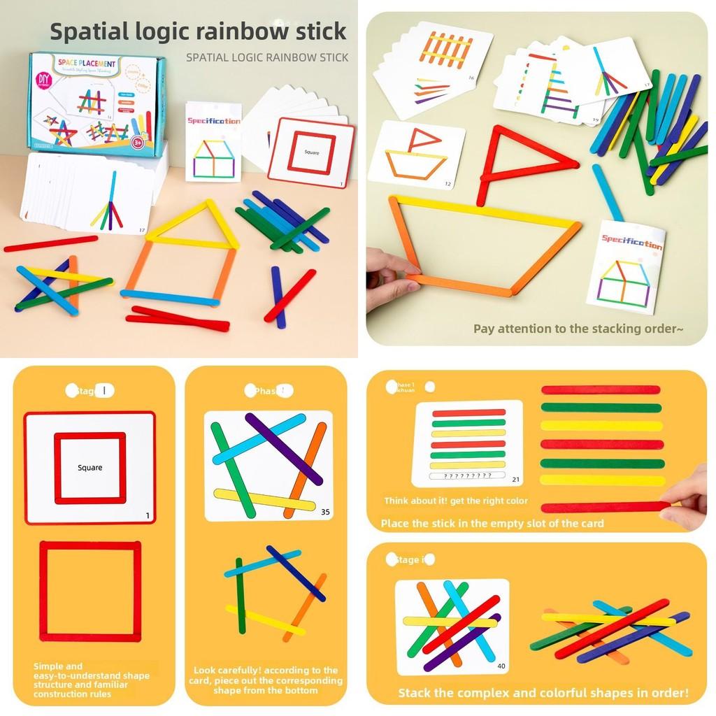 Wooden Counting Rainbow Educational Toy Preschoolers Primary School Students