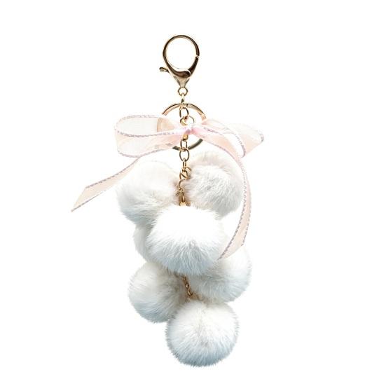 Plush Grape Decorative Pendant Keychain for Handbags, Fuzzy Cluster Bag Charm with Decoration Bow, Fluffy Ball Keyring Backpacks and Purses
