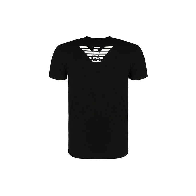 Emporio Armani Logo Solid Color Short Sleeve T-Shirt Men Tops Black 1110351-P7250-0020