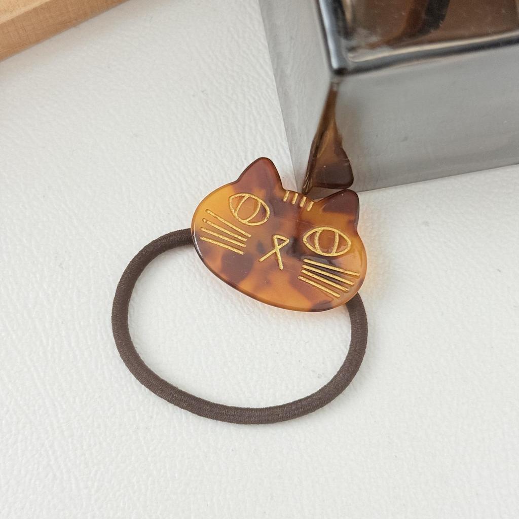 Cute Cat Acetate Hair Clip and Tie Set - 4.3cm Sweet Cartoon Hair Accessories for Children